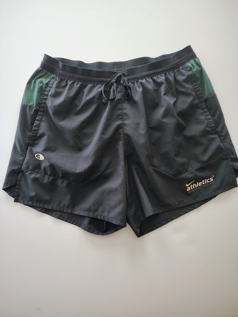 Men's Nike Dri Fit 5" Running Shorts/ Black With Green Accents